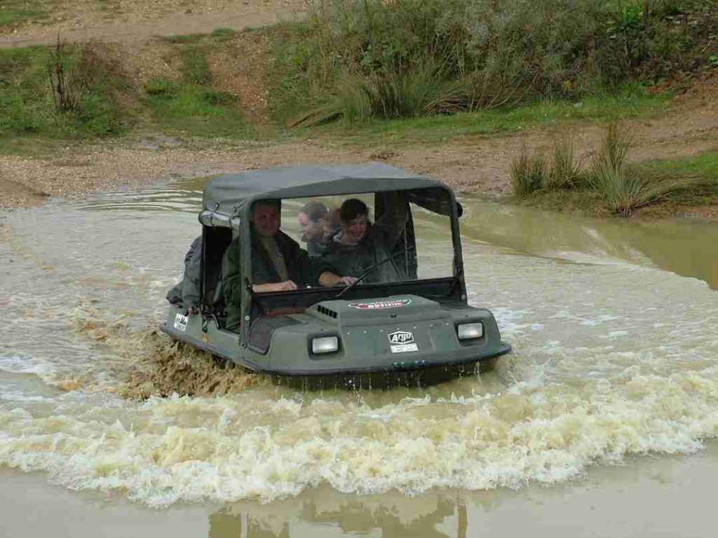 ideas for Christmas party in office, an Argocat vehicle in water