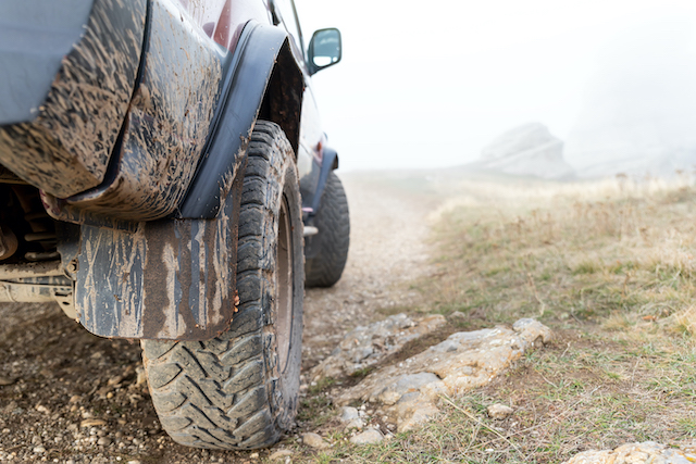 Things to do when it's raining, muddy off-road vehicle.
